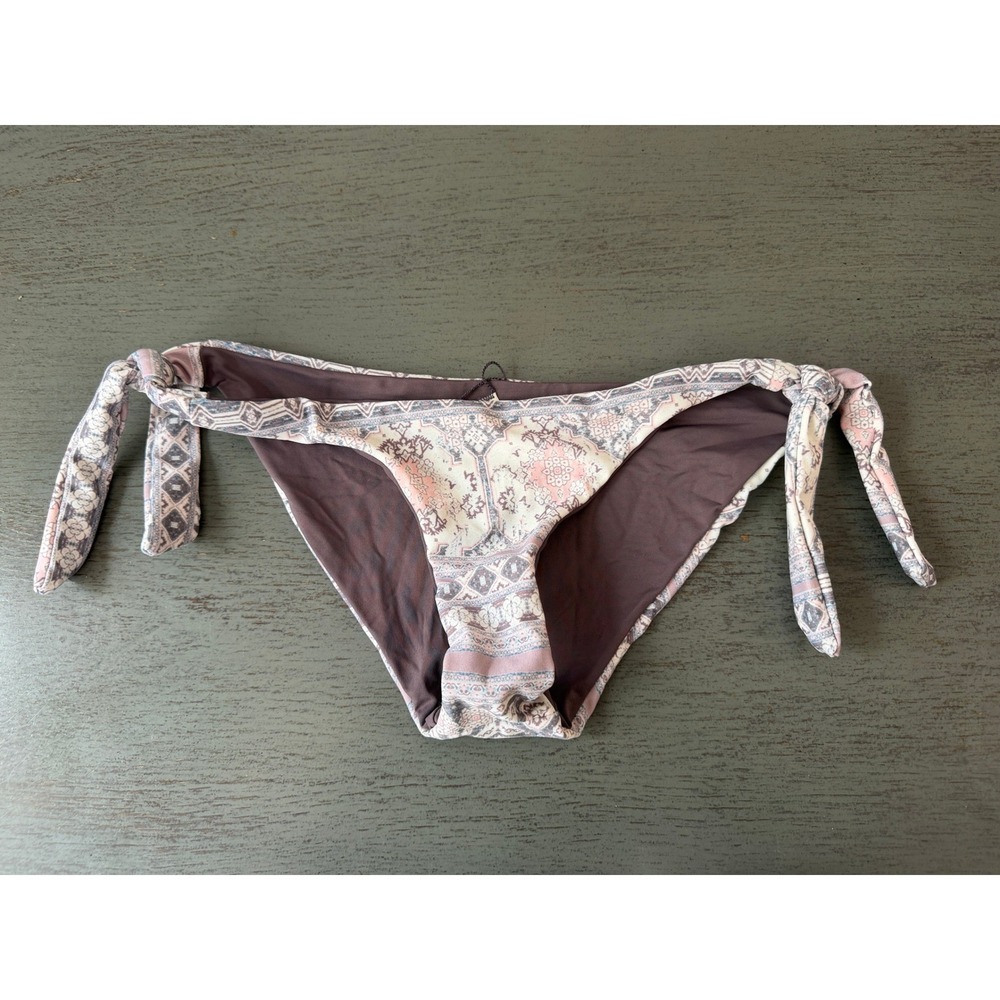 L Space Boho Paisley Print Side Tie Bikini Bottom Mauve Pink XS NWOT
